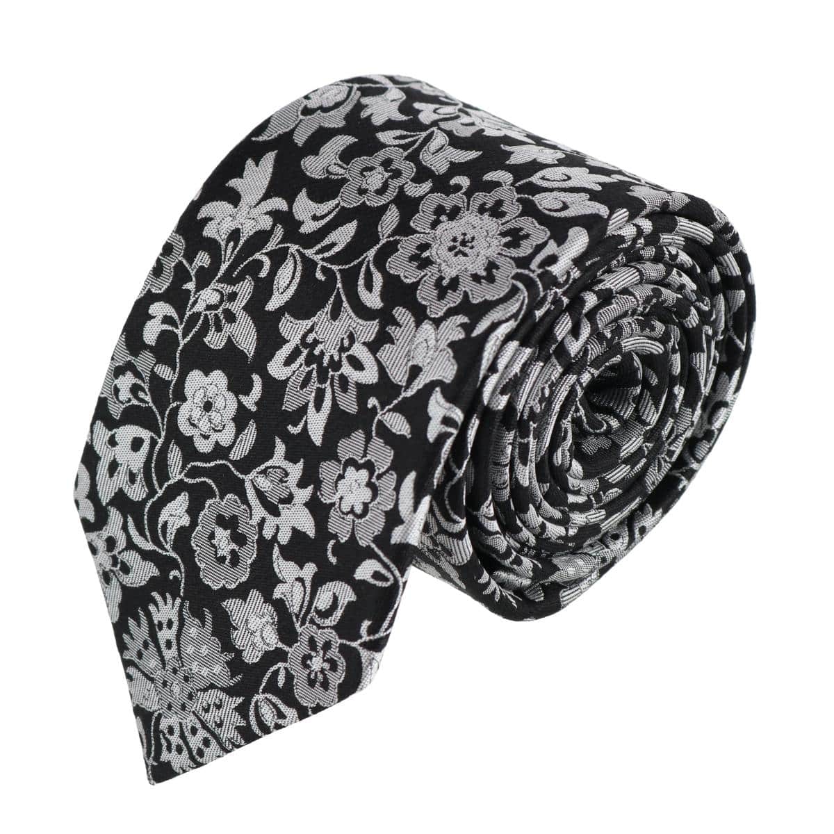 Image of Arian Silver Floral and Vine Business Necktie
