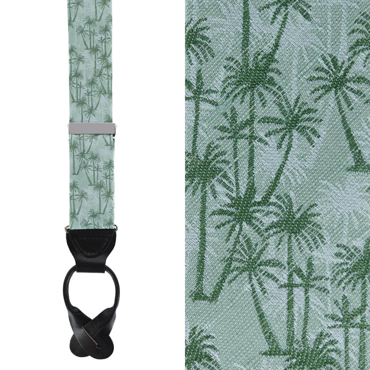 Image of Nohea Palm Tree Linen Blend Novelty Button End Braces