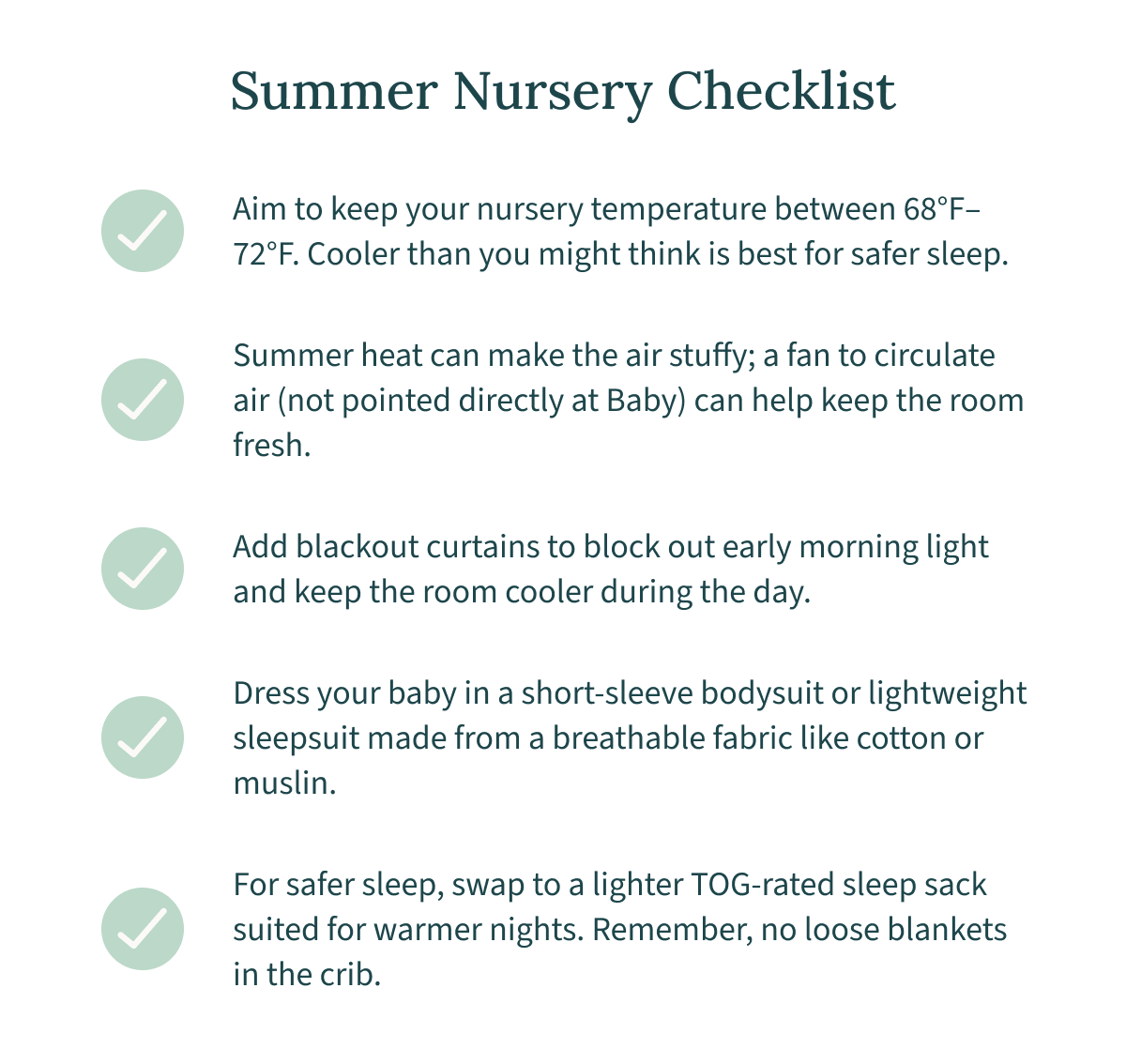 Summer Nursery Checklist
