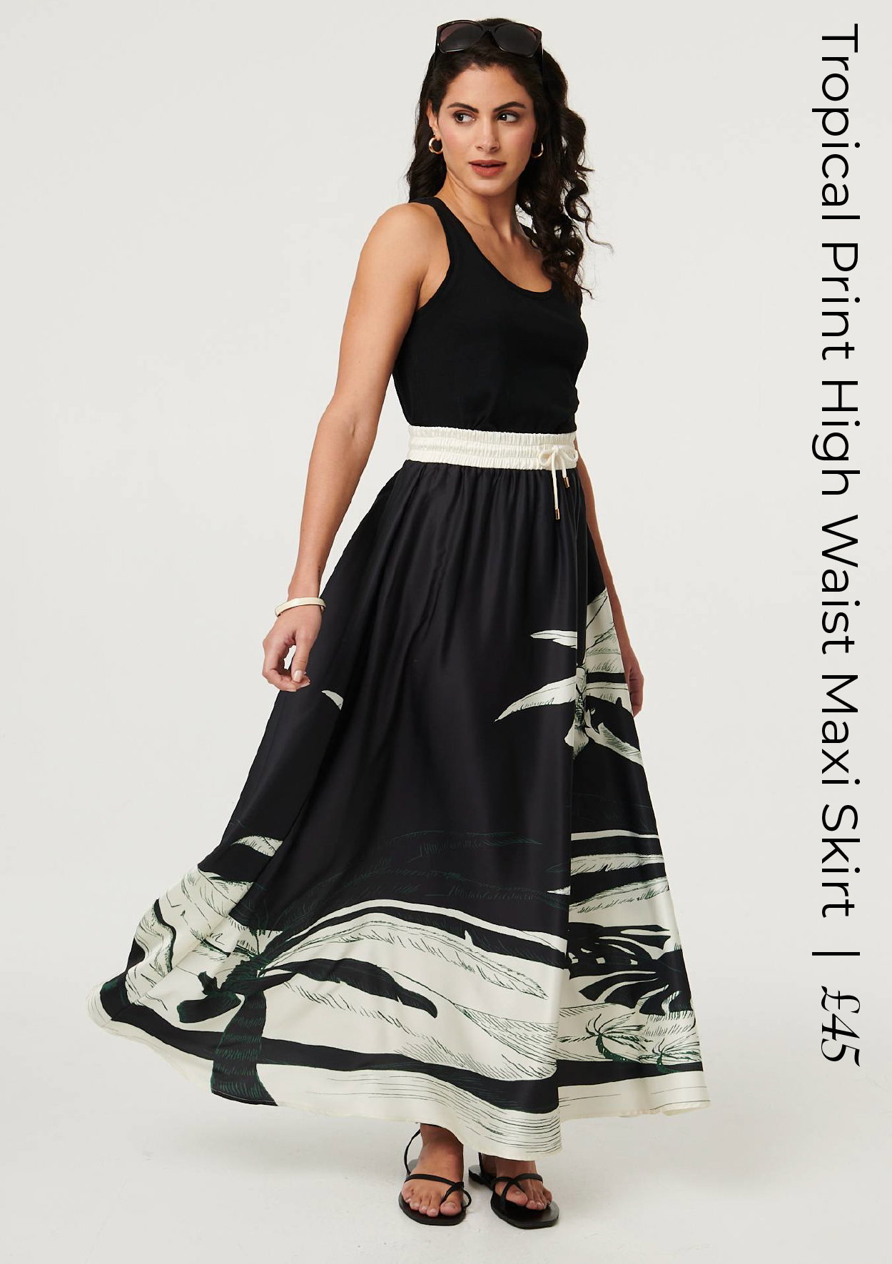 Tropical Print High Waist Maxi Skirt | Shop Now