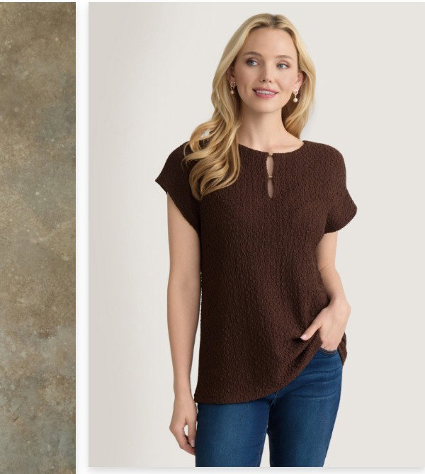 Keyhole Cap Sleeve Top, Cobble Texture