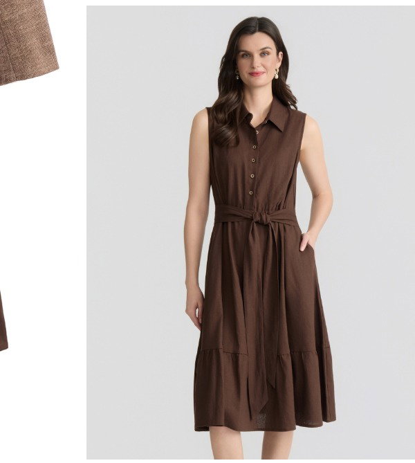 Sleeveless Midi Shirt Dress, Linen