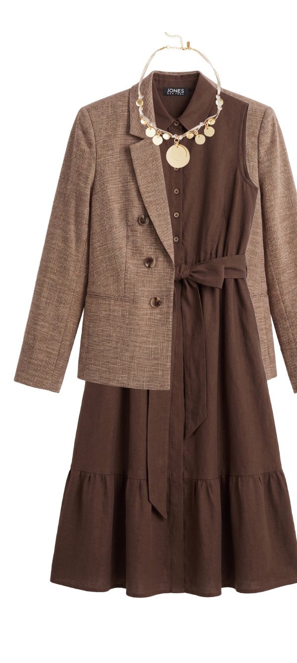 Faux Double Breasted Jacket, Basket Weave
