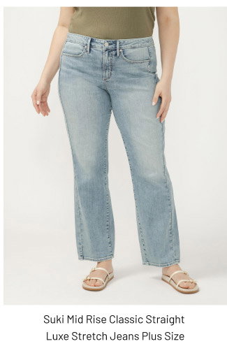 Suki Mid Rise Classic Straight Luxe Stretch Jeans Plus Size