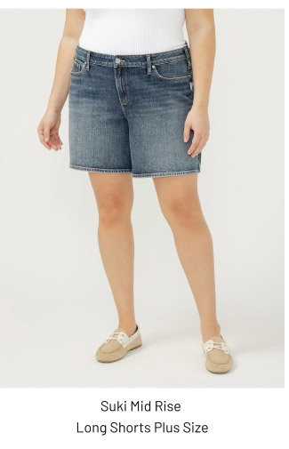 Suki Mid Rise Long Shorts Plus Size