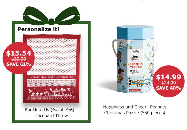Jacquard Throw | Peanuts Christmas Puzzle