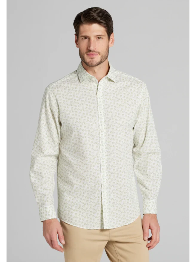 Jos. A. Bank Tailored Fit Mini Floral Cluster Sportshirt