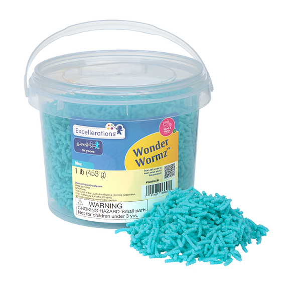 Excellerations® Wonder Wormz™ Sensory Tub - 1 lb Blue Wiggle Sensory Material