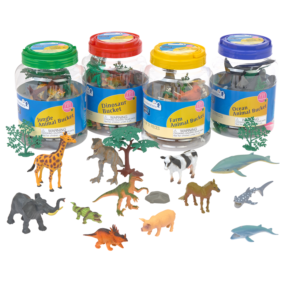 Excellerations® Animal Bucket Playset - Set of All 4, 126 Pieces