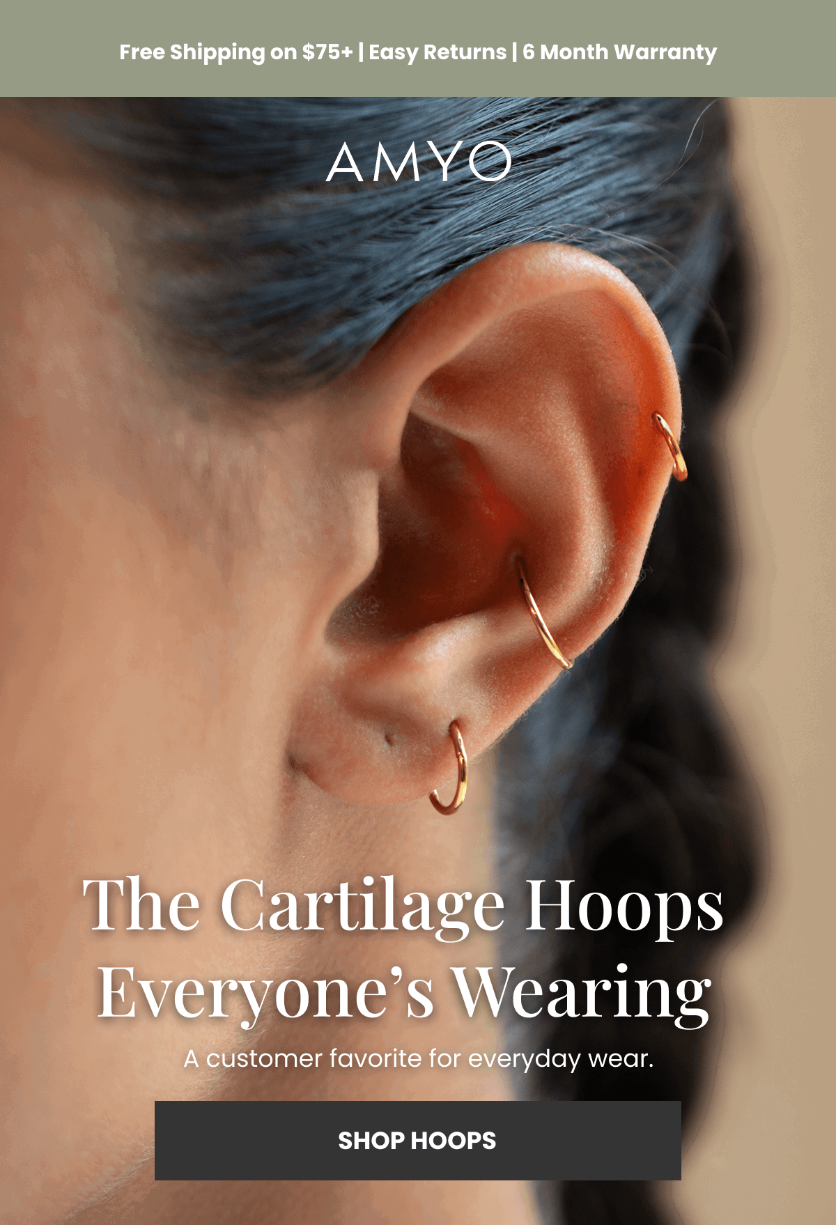 The Cartilage Hoops Everyone’s Wearing A customer favorite for everyday wear. (SHOP HOOPS)