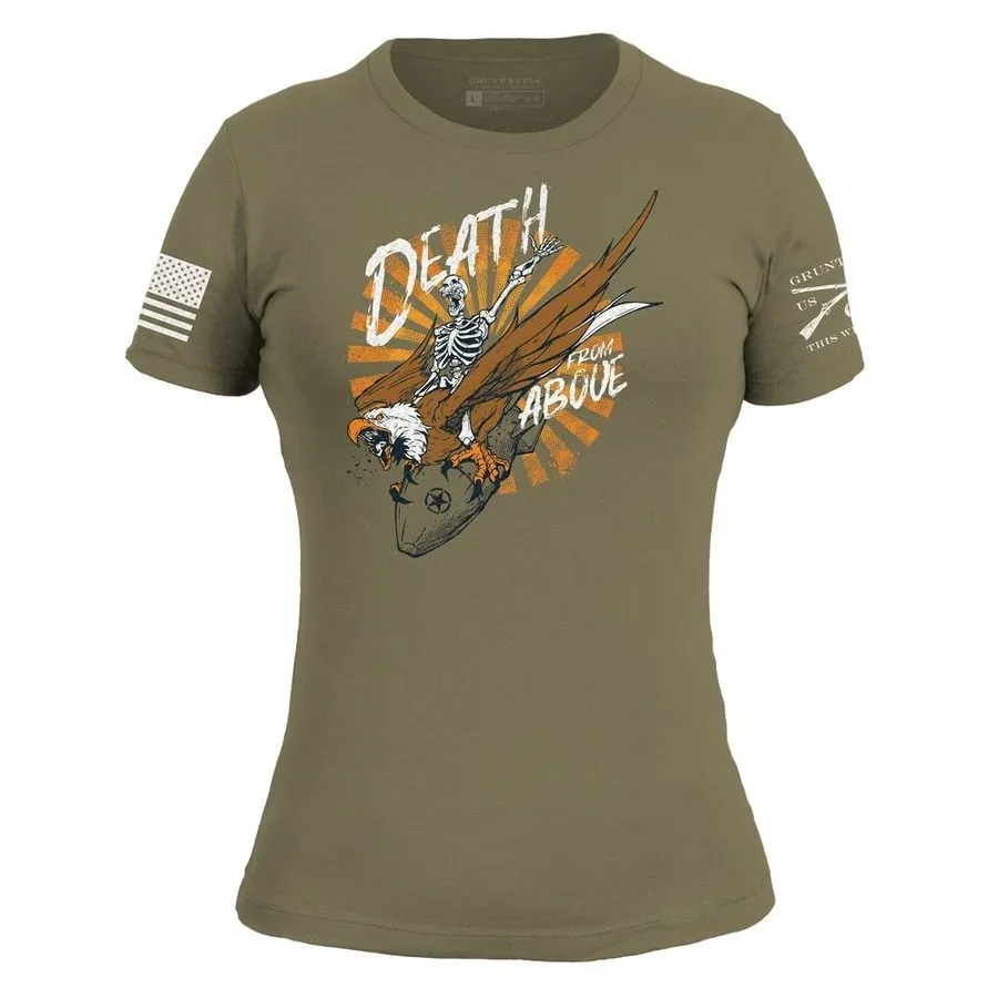 Image of Women's Death From Above Slim Fit T-Shirt - Military Green