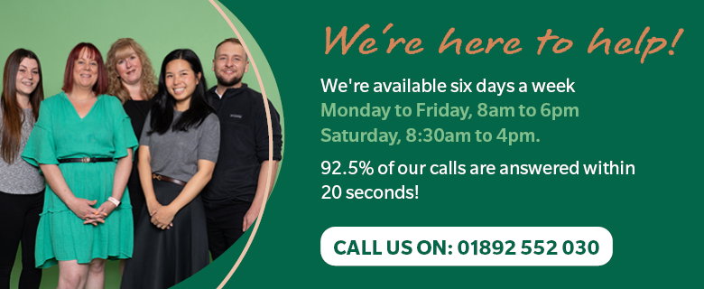 Call our Customer service team on 01892 552030
