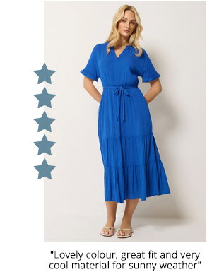 M&Co Cobalt Blue Tiered Tie Waist Midi Dress