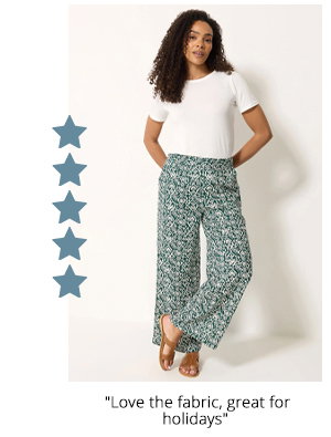 M&Co Green Abstract Print Wide Leg Trousers