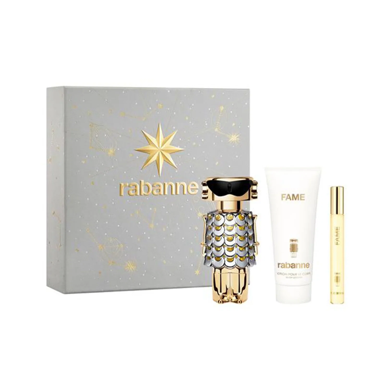 Image of Rabanne Fame Eau De Parfum 80ml & Travel Spray 10ml & Body Lotion 100ml Gift Set
