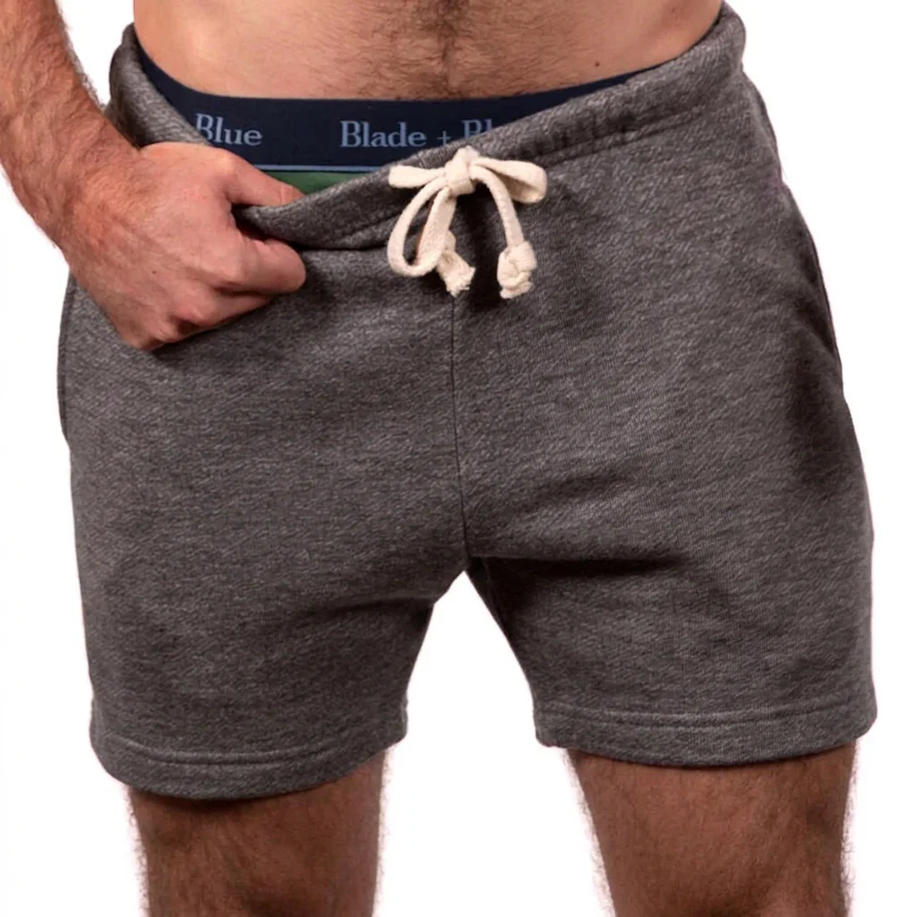 Image of The Cruiser French Terry 5" Varsity Sweat Shorts in Heather Grey - Made In USA