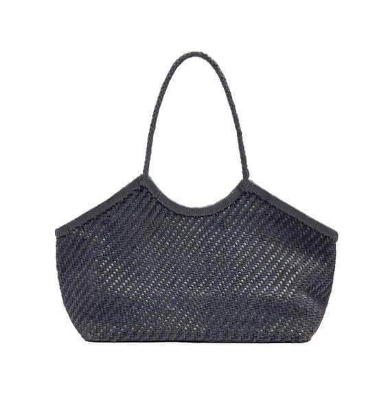 Woven leather shopper bag