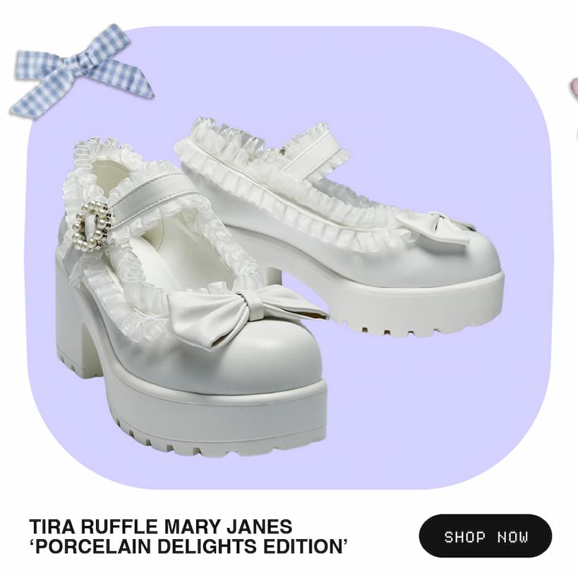 Tira Ruffle Mary Janes ‘ Porcelain Delights Edition’