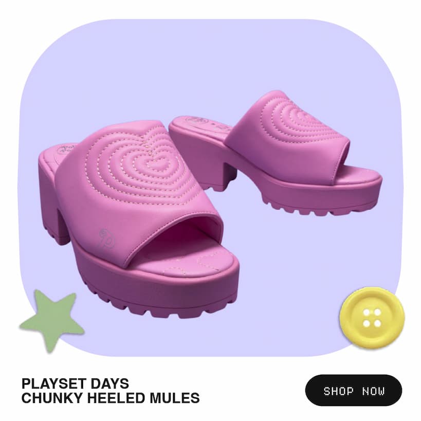 Playset Days Chunky Heeled Mules- Pink