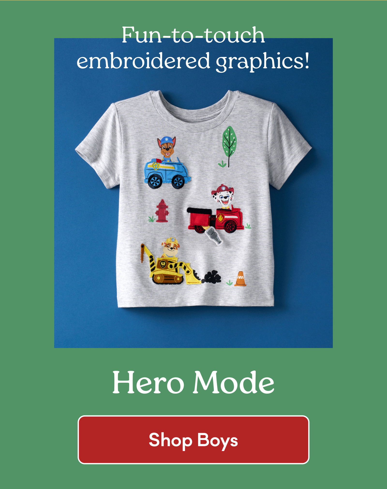 Fun-to-touch embroidered graphics! | Hero Mode | Shop Boys