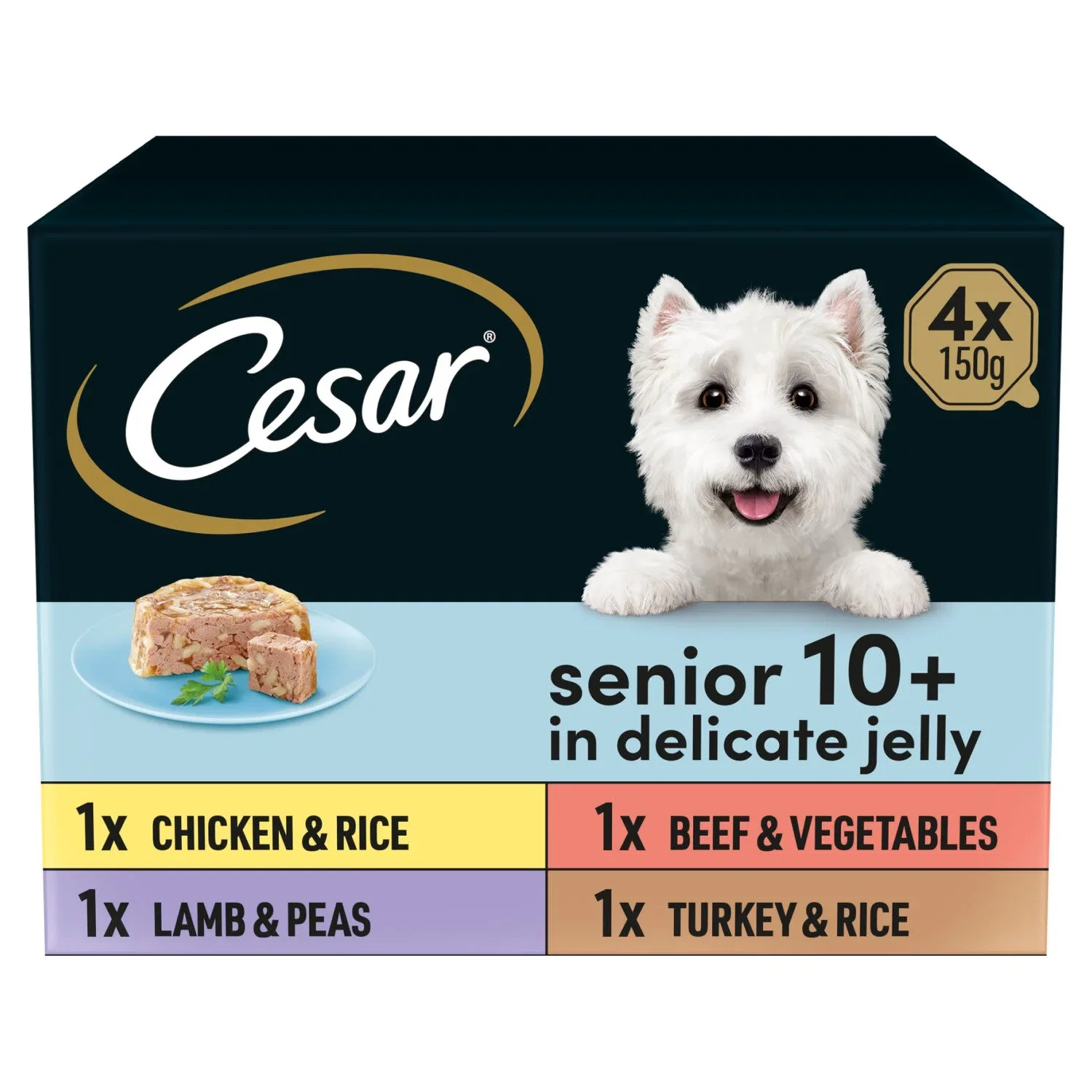 Image of CESAR Senior Wet Dog Food Trays Meat in Delicate Jelly
