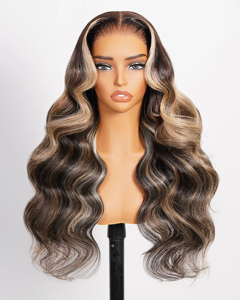 30" = $359 | Arabella 13x6 Three-Go™ Ombre Platinum Blonde Balayage Highlights Glueless Wig Loose Body Wave With Drawstring