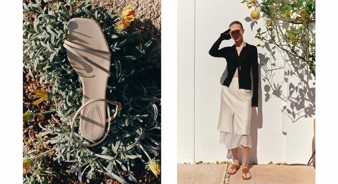 The Dylan in Ivoire and The Deia in Saddle Woven Leather