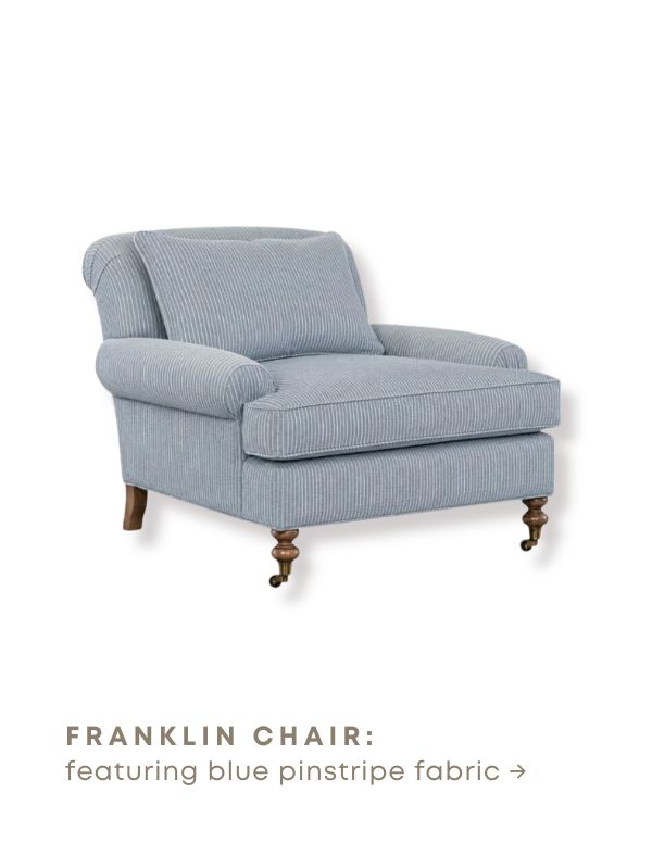 Franklin Chair featuring Blue Pinstripe fabric