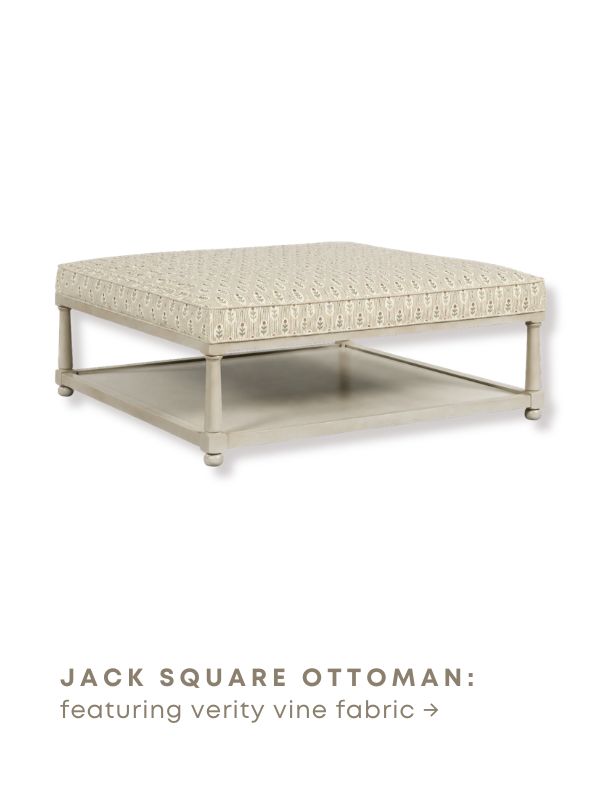 Jack Square Ottoman featuring Verity Vine Fabric