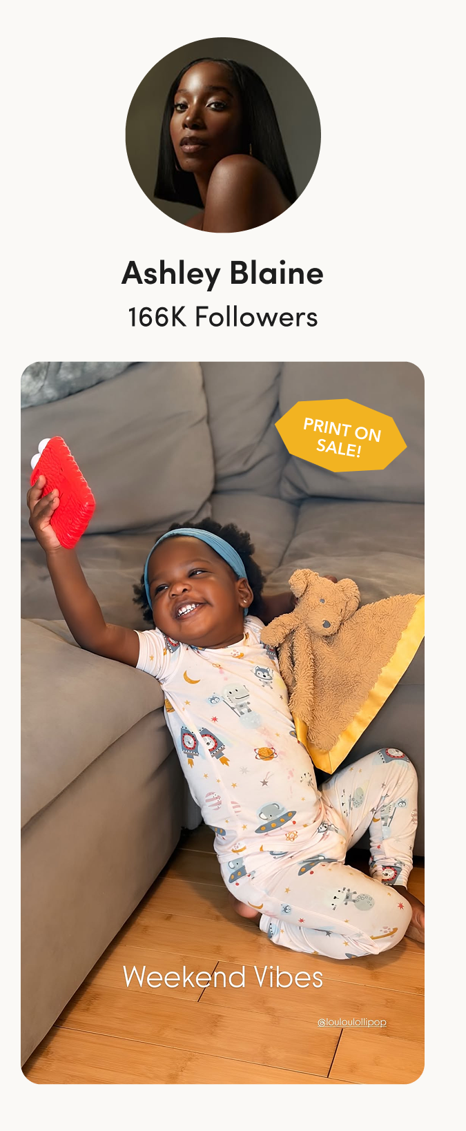 Ashley Blaine's Instagram profile pic, plus a photo of her daughter 