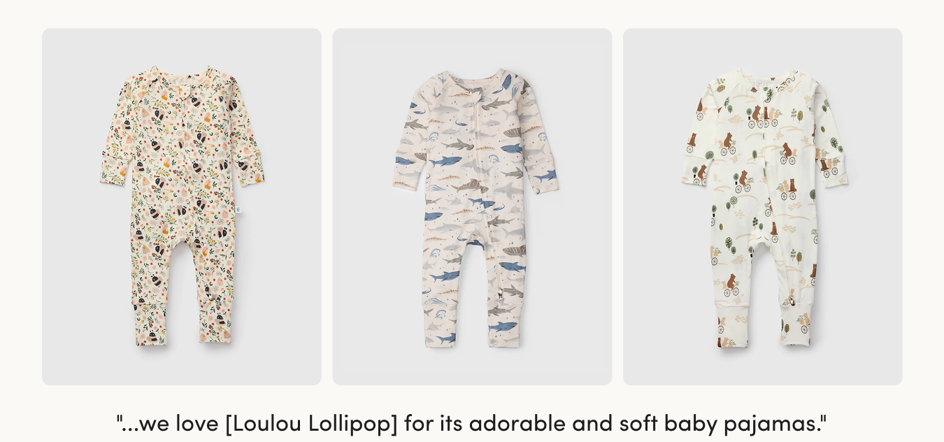 three baby sleepers lined up in a row