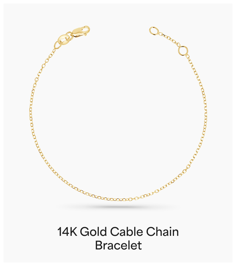 14K Gold Cable Chain Bracelet