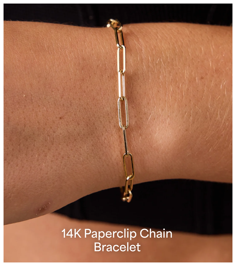 14K Paperclip Chain Bracelet