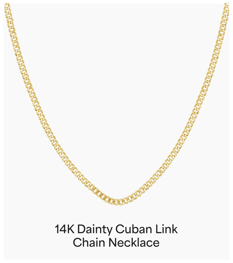 14K Dainty Cuban Link Chain Necklace