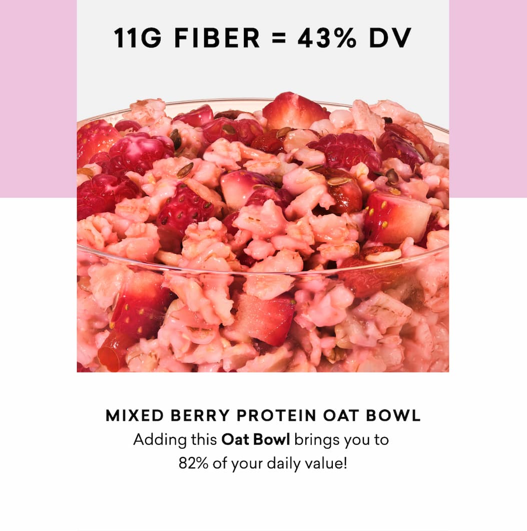 Mixed Berry Protein Oat Bowl Adding this Oat Bowl brings you to  82% of your daily value!