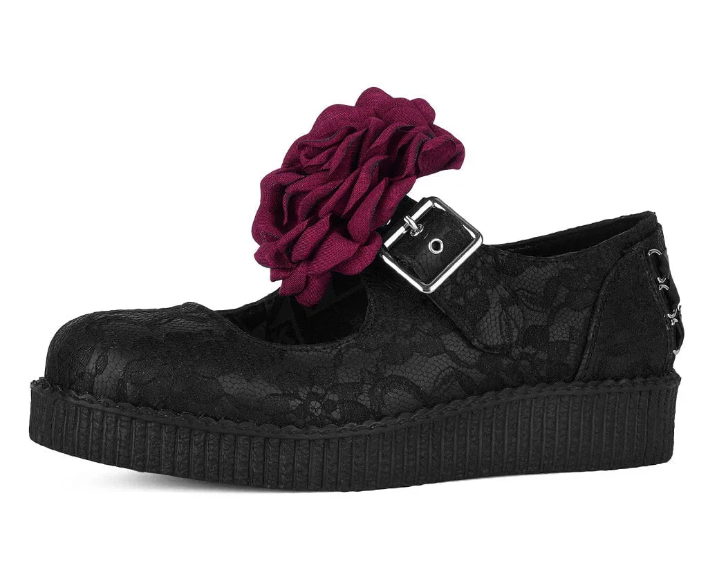 Image of Black TUKskin Flower Lace Viva Low Mary Jane