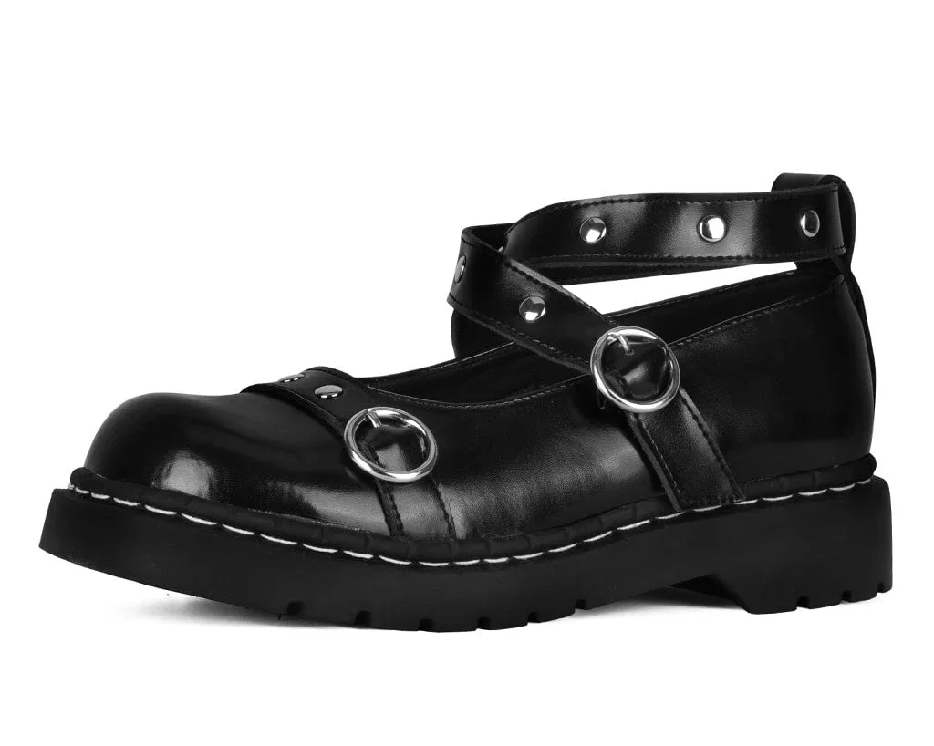 Image of Black Leather Studded Ankle Strap Mary Jane