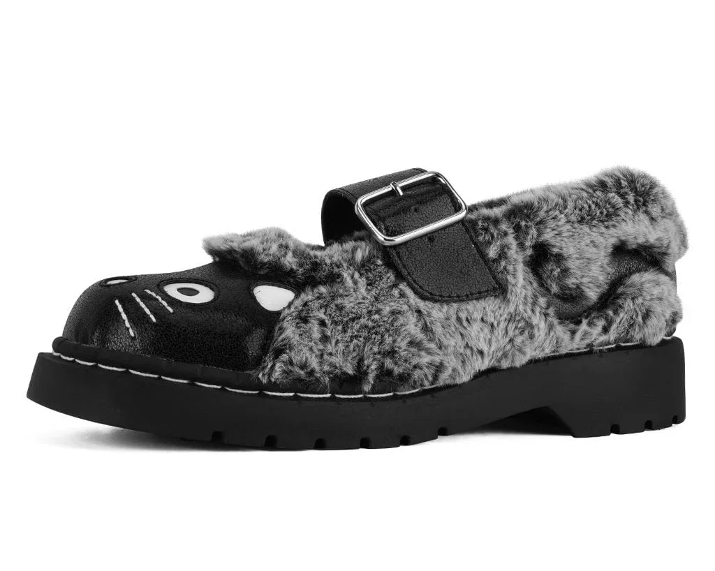 Image of Black & Grey Furry Kitty Mary Jane