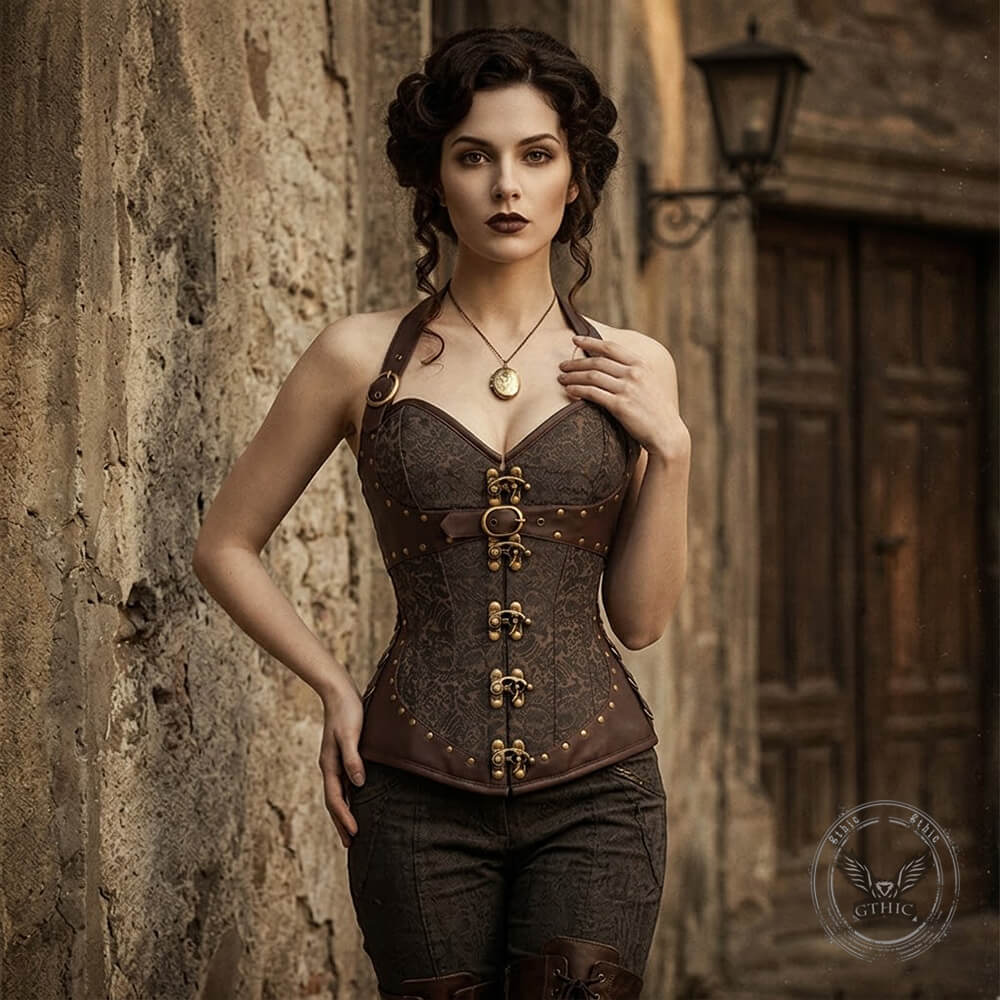 Image of Court-Style Gothic 12 Steel-Boned Halter Corset