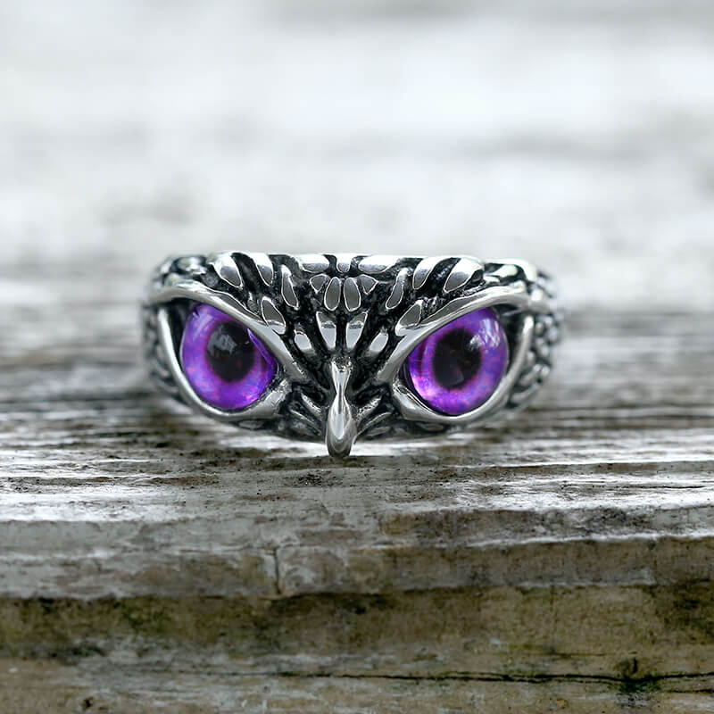 Image of Owl Gem Eye Stainless Steel Ring