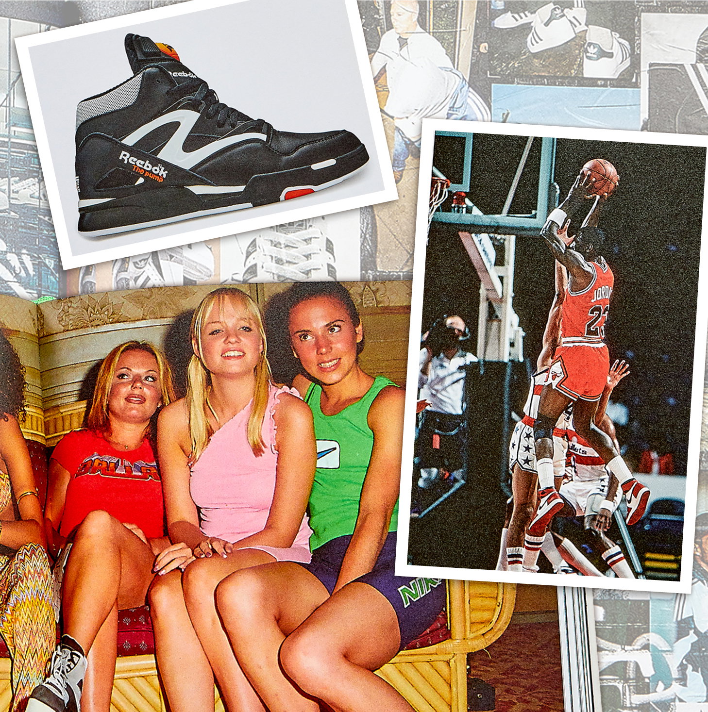 Interior pages featuring The Spice Girls and Michael Jordan.
