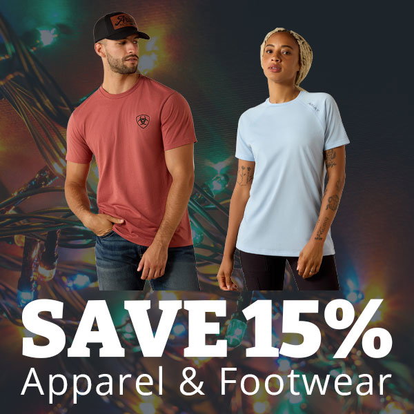 Save 15% on Apparel & Footwear