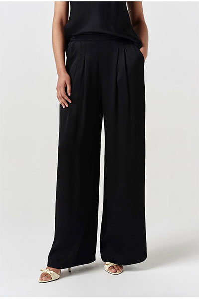 Andie Wide Leg Luxurious Satin Back Crepe Trousers