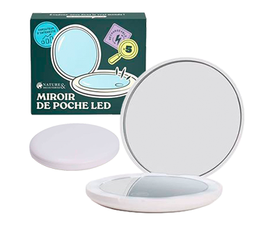 Espejo de aumento LED recargable para viajes