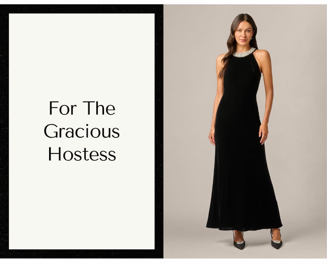 Pearly Collar Velvet Halter Gown In Black