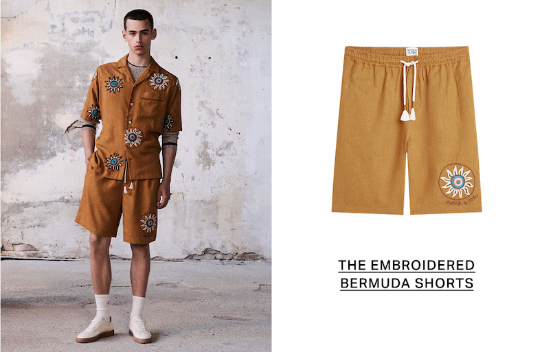 Embroidered Linen-Blend Wide-Fit Bermuda Shorts
