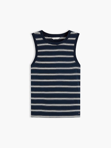 Stripe Slim Crew Neck Tank Top