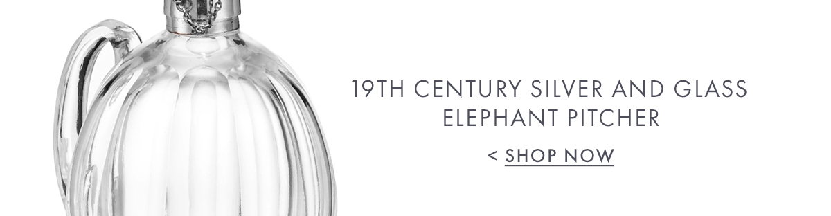 19th Century Silver and Glass Elephant Pitcher