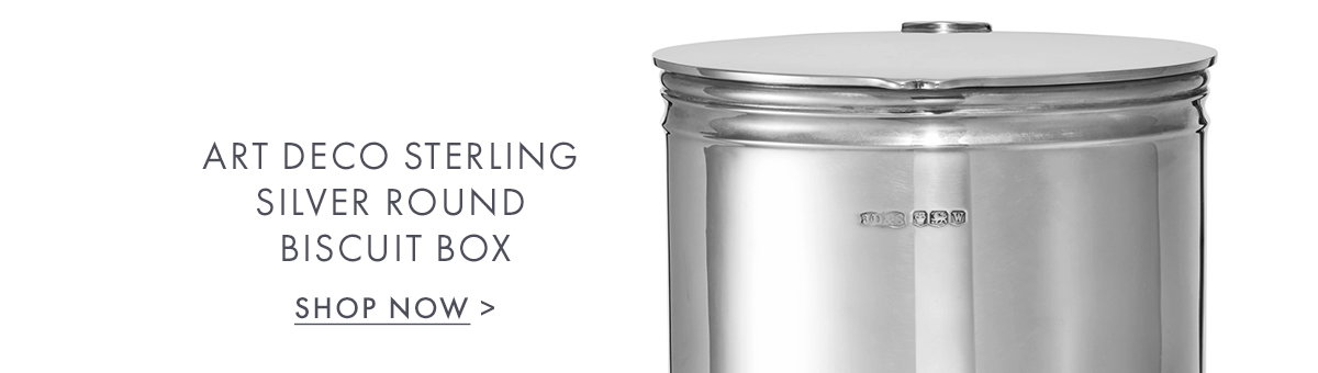 Art Deco Sterling Silver Round Biscuit Box