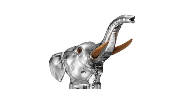 19th Century Silver and Glass Elephant Pitcher
